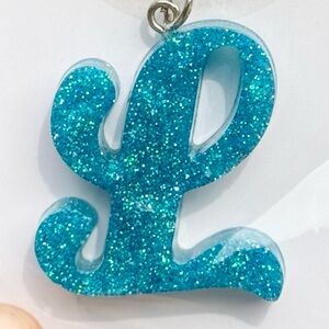 Glittery Blue “L” Keychain